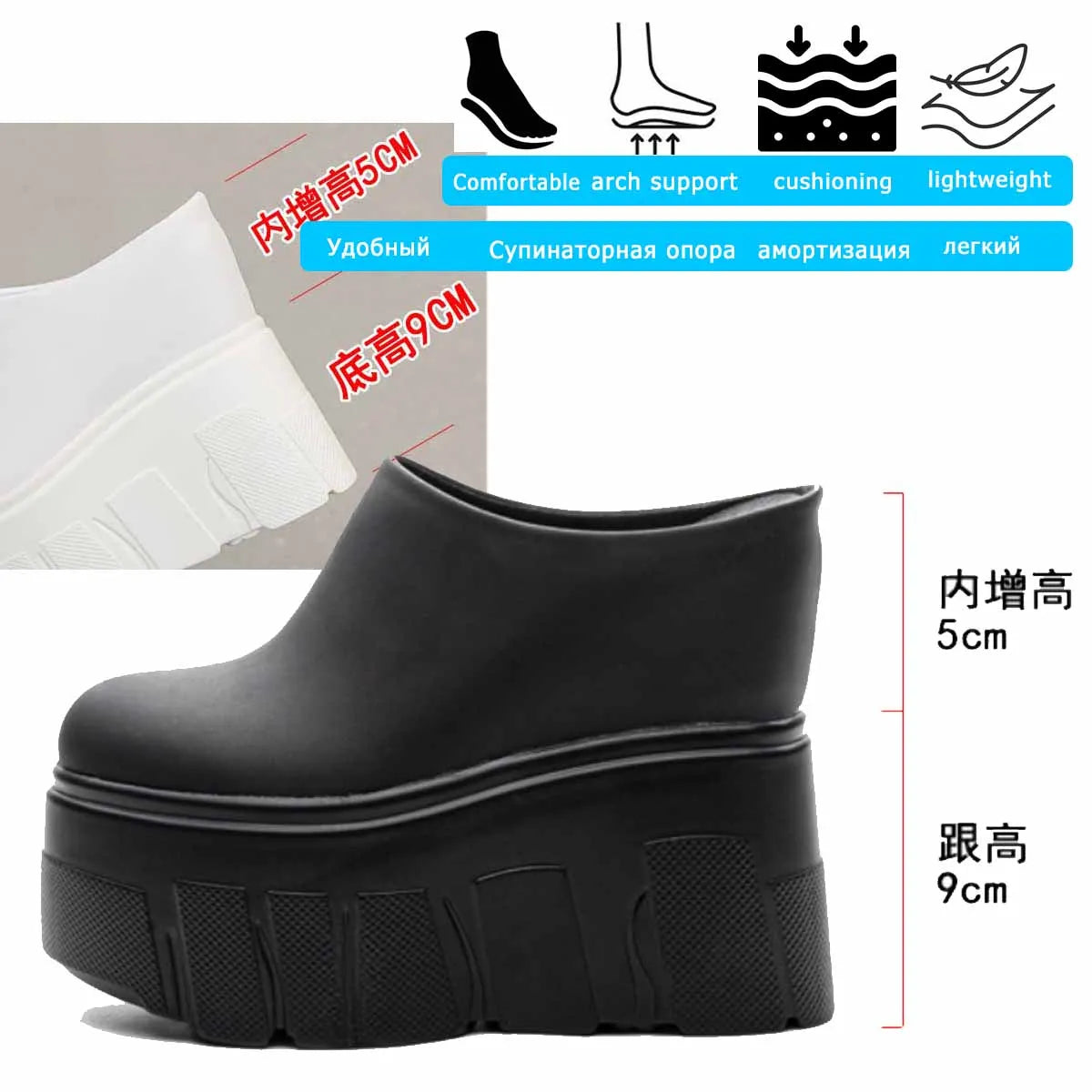 Fujin 14cm  Ladies Summer Shoes Slip on Genuine Leather Fashion Women Wedge Slipper Platform Wedge Sandals Sandals