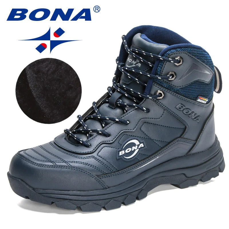 BONA  New Designers Nubuck Winter Warm Plush Outdoor Snow Boots Men Work Casual Shoes Man Non-slip Hiking Shoes Mansculino