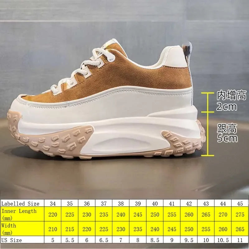 Fujin 7cm Suede Genuine Leather Platform Wedge Chunky Sneakers Spring Leisure Women Vulcanize Thick Bottom Winter Plush Shoes