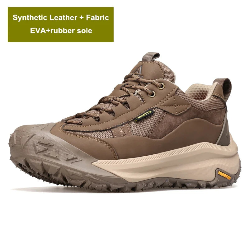 HUMTTO Leather Casual Boots for Men Luxury Designer Hiking Shoes Outdoor Climbing Trekking Sneakers Mens Sports Walking Man Shoe