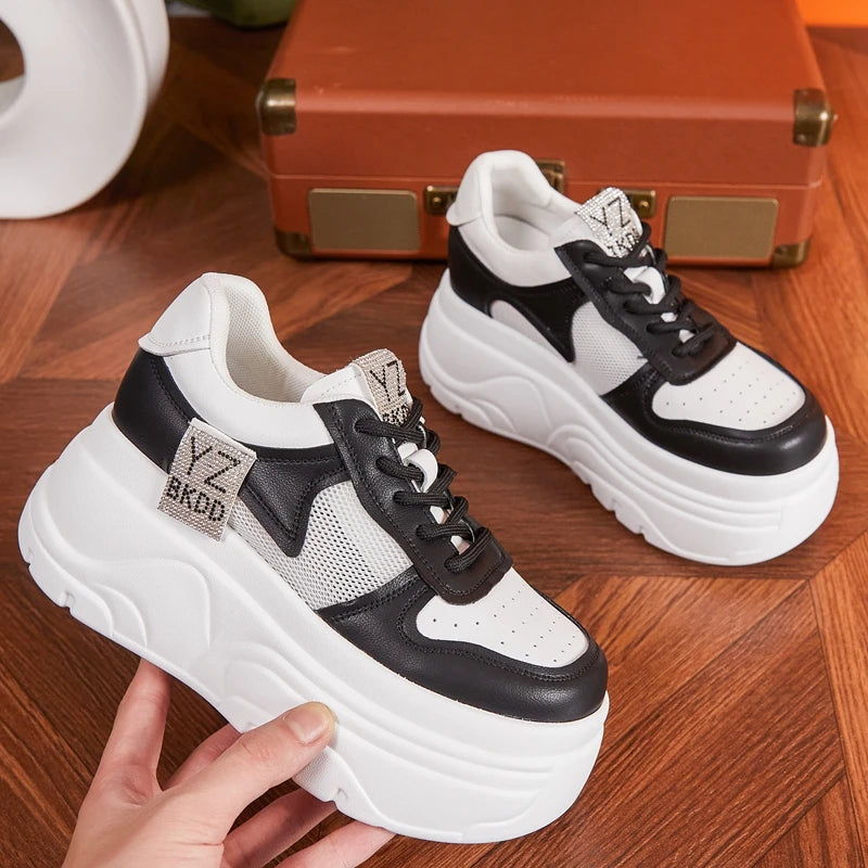 Autuspin High Flats Platform Skateboard Shoes for Women Summer Fashion Women's Vulcanize Shoes Air Mesh Comfy Ladies Sneakers