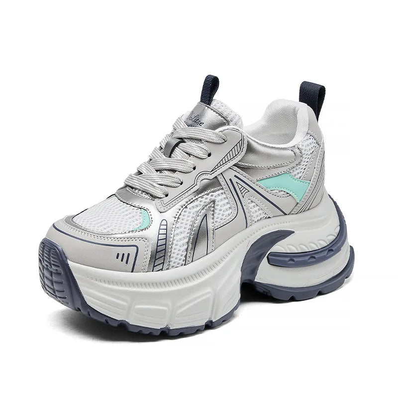 Fujin 9.5cm Women Summer Air Mesh Microfiber Platform Wedge Slides Shoes Sandals Breathable Mules Shoes Women Chunky Sneakers