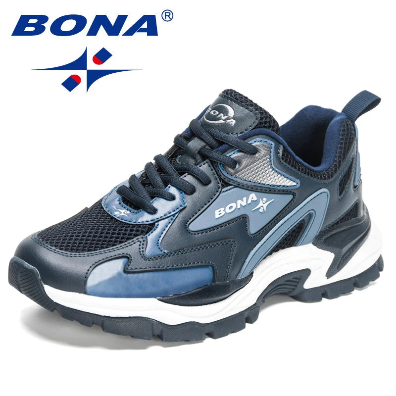 BONA  New Designers Mesh Running Shoes Breathable Training Shoes Men Lightweight Sneakers Non-Slip Tennis Walking Shoes Man