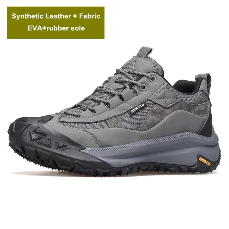 HUMTTO Leather Casual Boots for Men Luxury Designer Hiking Shoes Outdoor Climbing Trekking Sneakers Mens Sports Walking Man Shoe