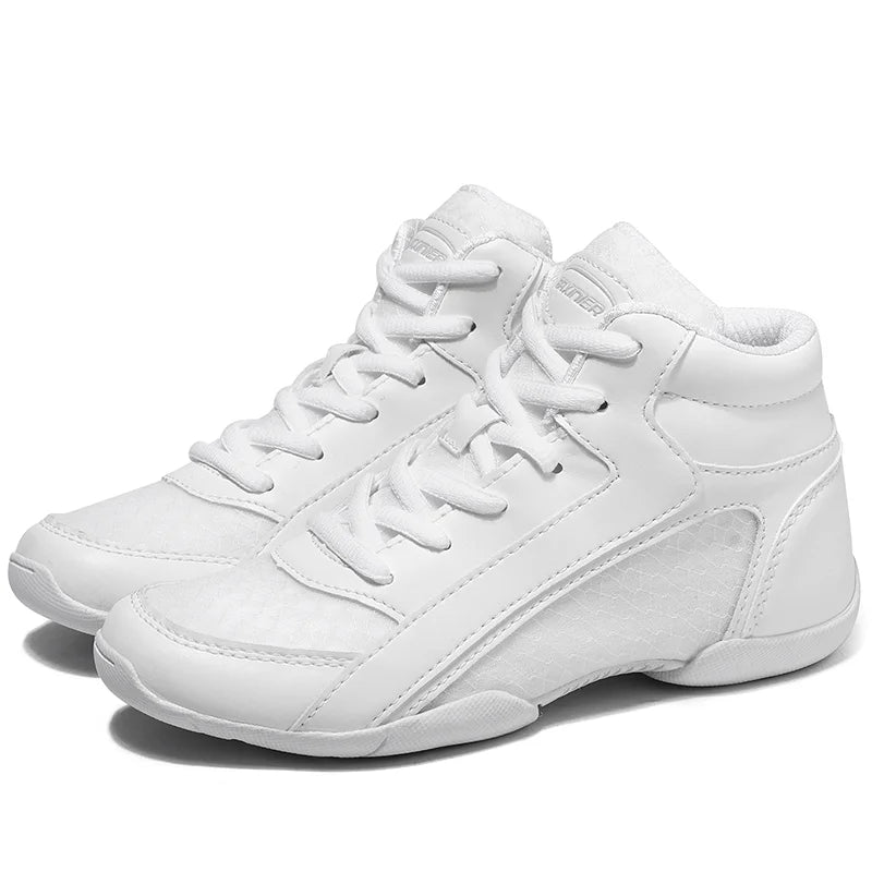 BAXINIER Girls White High Top Cheerleading Shoes for Kids - Lightweight Training and Competition Sneakers for Dance and Tennis
