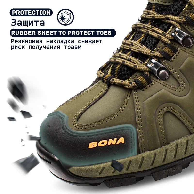 BONA New Arrival Classics Style Men Hiking Shoes Lace Up Men Sport Shoes Outdoor Jogging Trekking Sneakers Fast Free Shipping