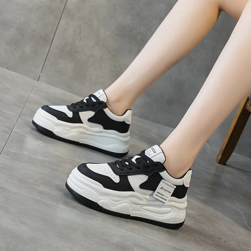 Fujin 7.5cm Women Cow Genuine Leather Spring Autumn Chunky Sneaker Ankle Microfiber Platform Wedge Vulcanize Ankle Booties Shoes