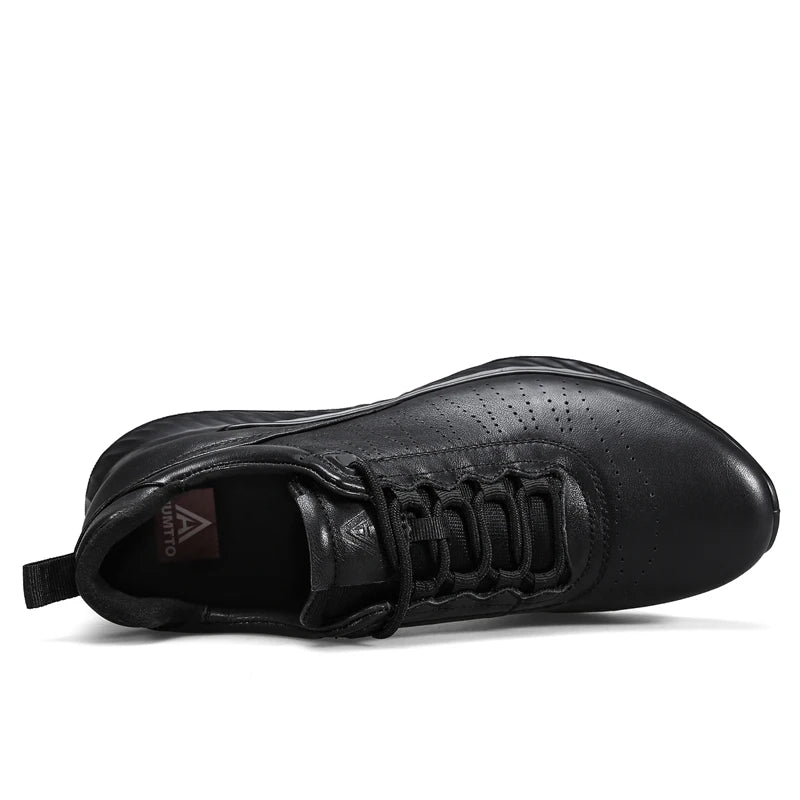 HUMTTO Sneakers for Men Luxury Designer Trail Running Shoes Men's Breathable Sport Mens Tennis Black Leather Casual Man Trainers