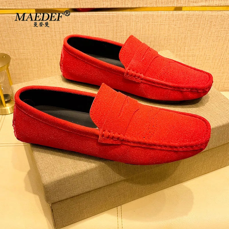 MAEDEF Loafers Men Suede Casual Party Dress Shoes Slip on Moccasins Men Flats Shoes Comfortable Size 48 Fashion Mens Shoes