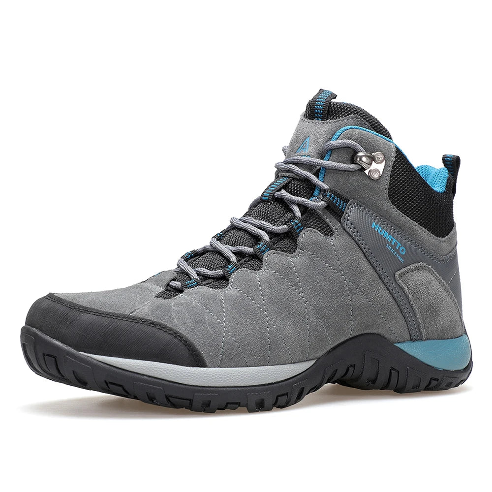 HUMTTO Breathable Trekking Boots Genuine Leather Hiking Shoes for Men Non-slip Men's Sports Shoes Winter Outdoor Safety Sneakers