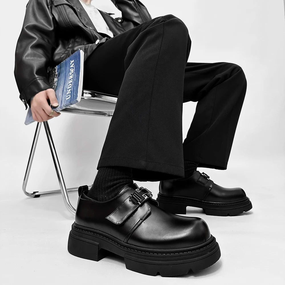 STRONGSHEN Men Leather Shoes Casual Office Business Formal Oxford Thick Bottom Dress Shoes Gentleman Outdoor Wedding Shoes