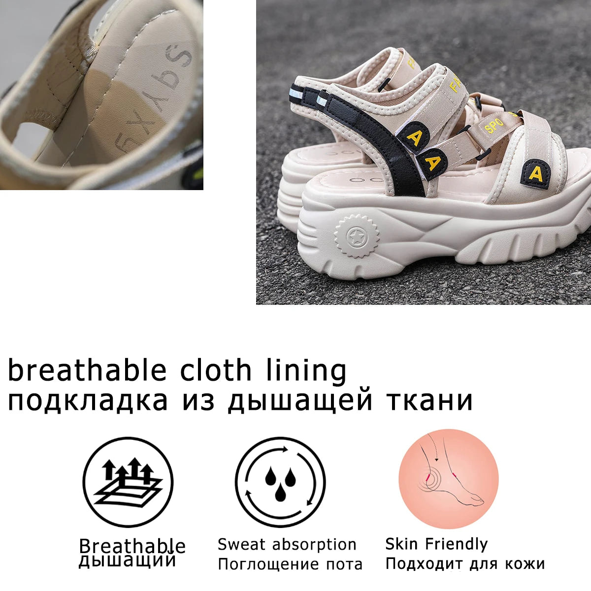 Fujin 6cm  Women Sports Shoes Summer Platform Sandals Women Summer Shoes Slides Casual SandalsSandalia Mujer Chunky Slippers