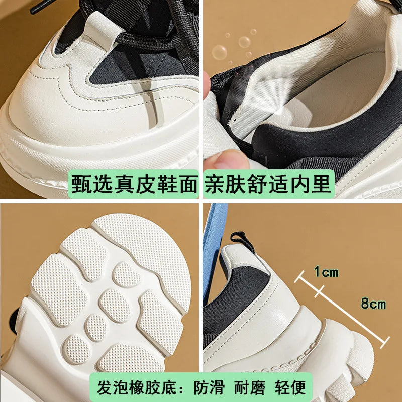 Fujin 8 Cm Women Casual Shoes Genuine Spring Autumn Fall Platform Sneakers Chunky Comfortable Non Slip Heel Walking Shoes