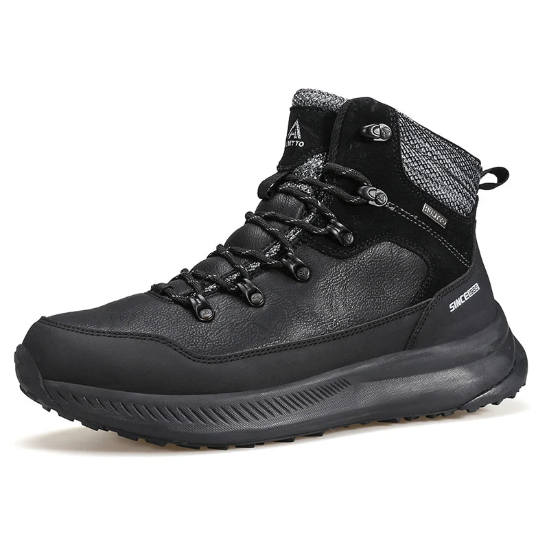 HUMTTO Winter Snow Boots Leather Hiking Shoes for Men Waterproof Sports Mens Luxury Designer Outdoor Climbing Trekking Sneakers