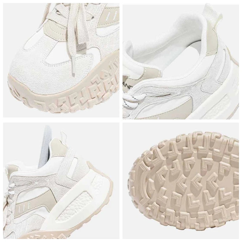 Fujin 6cm Genuine Leather Breathable Vulcanize Spring Autumn Flats Chunky Sneakers Platform Wedge Flats Women Shoes