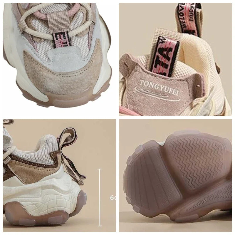 Fujin 6cm Genuine Leather Vulcanize High Brand Comfy Summer Chunky Sneaker Loafer Spring Autumn Platform Vulcanize Women Shoes