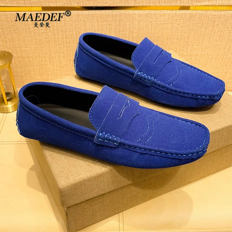 MAEDEF Loafers Men Suede Casual Party Dress Shoes Slip on Moccasins Men Flats Shoes Comfortable Size 48 Fashion Mens Shoes