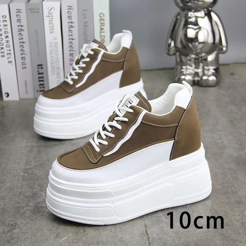 Fujin 10-11CM Synthetic Genuine Leather Boot Ankle Winter Plush Women Autumn Spring Cowboy Platform Wedge High Brand Shoes