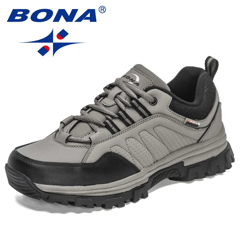 BONA 2022 New Designers Trekking Hiking Shoes Men Outdoor Trail Non-slip Sneakers Man Breathable Climbing Footwear Mansculino