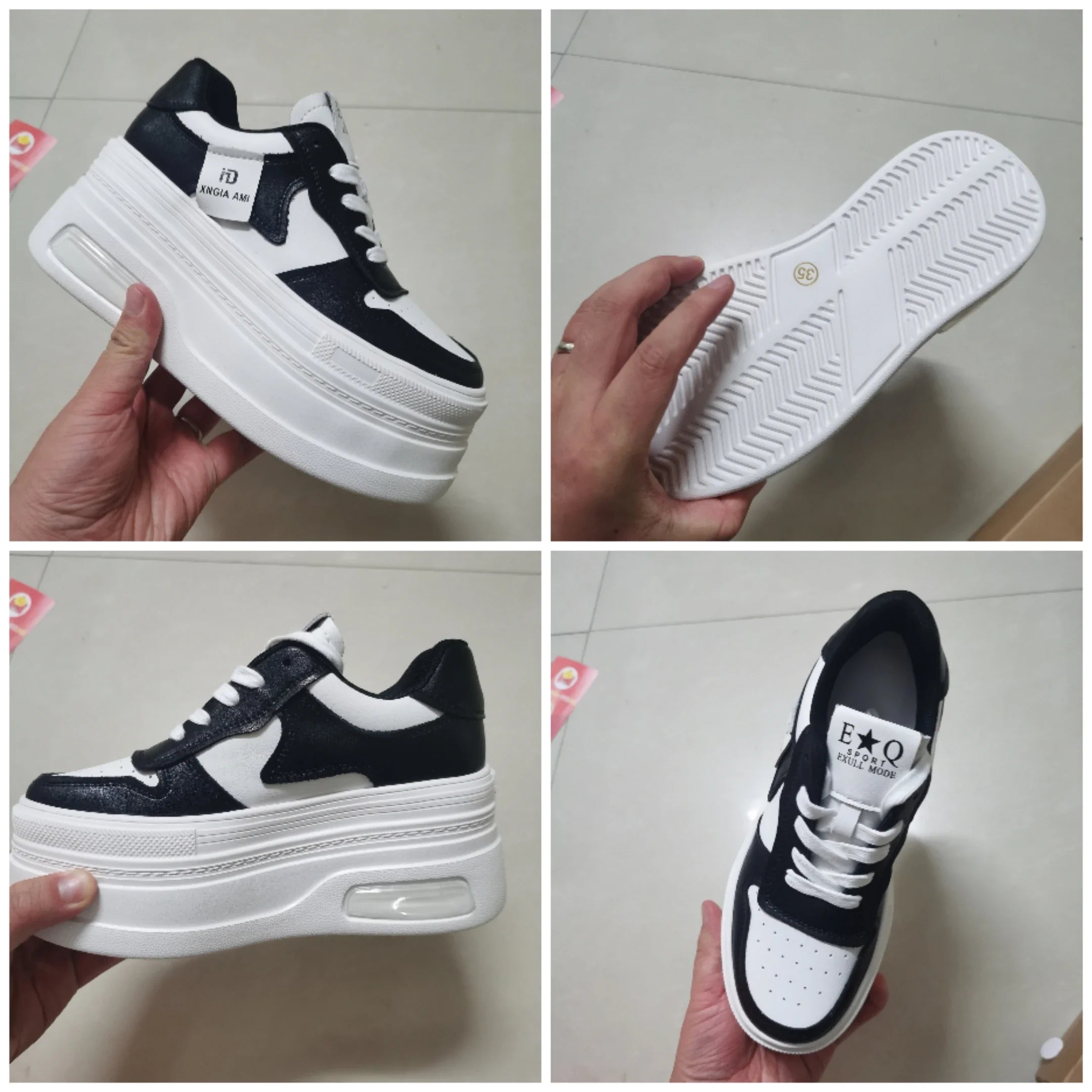 Fujin 9cm Platform Wedge Sneakers Genuine Leather Comfy Breathable Skate Board Vulcanized Chunky Hidden Heel Block Boots Shoes