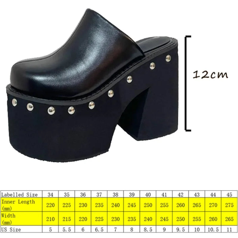 Fujin 11cm PU Leather Women Fashion High Heels Pumps Platform Wedge Summer Round Big Toe Ladies Sandals Big Size Slippers Shoes