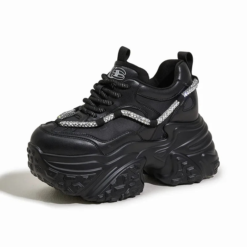 Fujin 10cm Microfiber Leather Women Casual Spring Autumn Thick Platform Wedge Women Fashion Sneakers Chunky Shoes Skateboard