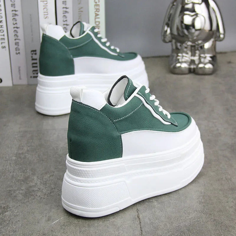 Fujin 10-11CM Synthetic Genuine Leather Boot Ankle Winter Plush Women Autumn Spring Cowboy Platform Wedge High Brand Shoes