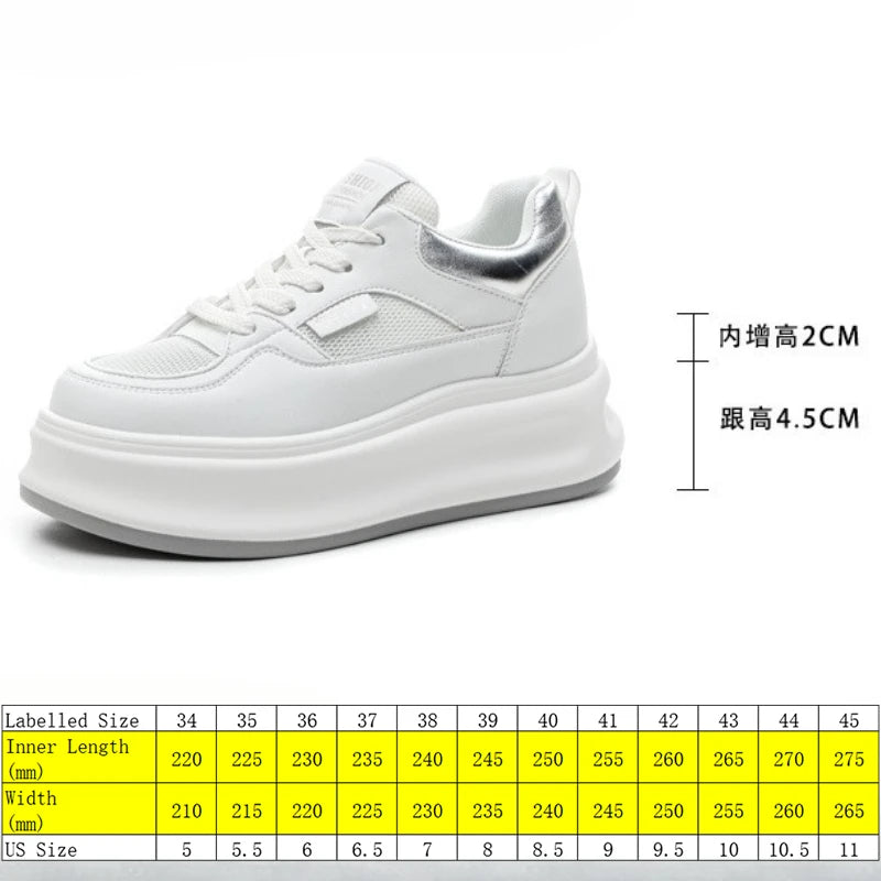 Fujin 6.5cm Air Mesh Genuine Leather Fashion Canvas Shoes Breathable Women Vulcanize Chunky Sneaker Platform Wedge Women's Shoes