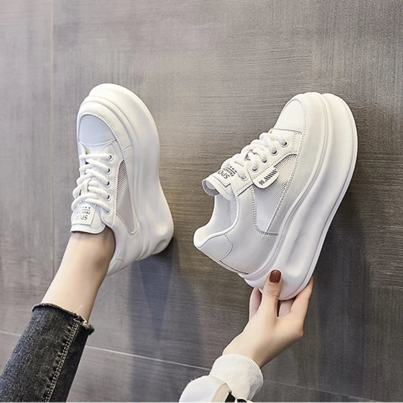 Fujin 7cm 2024 Air Mesh Platform Wedge Shoes Chunky Sneakers Women Summer Fashion Comfy Breathable Casual Shoes Female Vulcanize