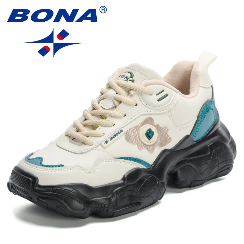 BONA 2023 New Designers Breathable Outdoor Light Weight Sneakers Women Platform Walking Shoes Anti slip and wear-resistant Ladie