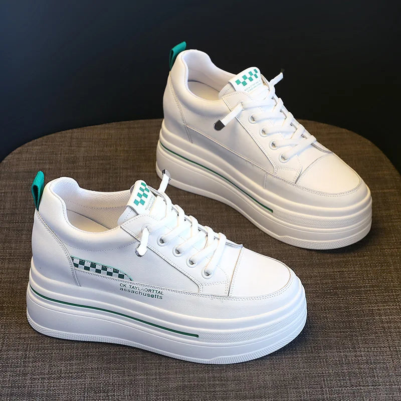 Fujin 7cm Natural Cow Genuine Leather New High Brand Comfy Casual Shoes Ladies Vulcanize Women Platform Chunky Sneakers Autumn