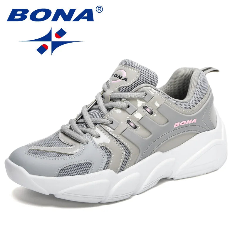 BONA 2023 New Designers Trendy Sneakers Platform Luxury Heightening Comfortable Casual Shoes Woman Breathable Walking Shoes Lady