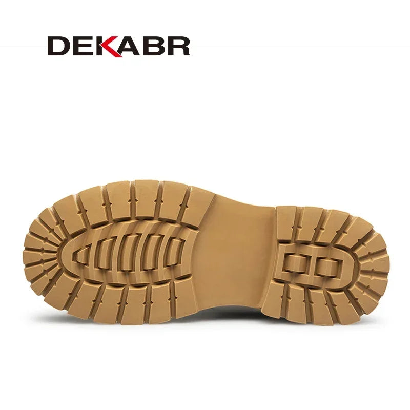 DEKABR Genuine Leather Men's Ankle Boots Luxury Comfortable Style Shoes Casual Personalized Handmade Thick Sole Boots Size 38-48