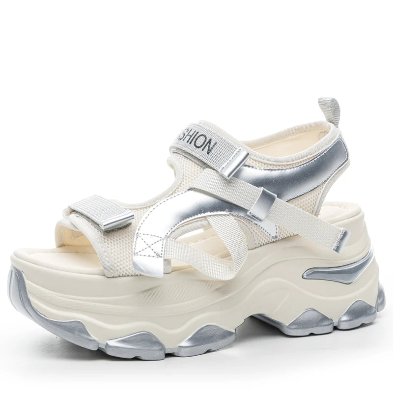 AUTUSPIN Size 34-39 Women Sandals Summer Fashion Leisure Platform Woman Shoes Rome Style Ankle Wrap Femlae Sandal Chunky Heels