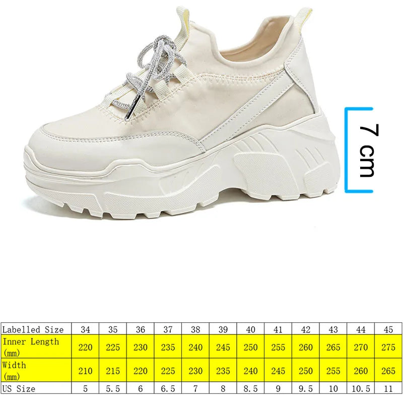 Fujin 7cm Chunky Sneakers for Women Casual Shoes Genuine Leather Fashion Sneakers Comfortable Women Walking Shoes Fall Spring