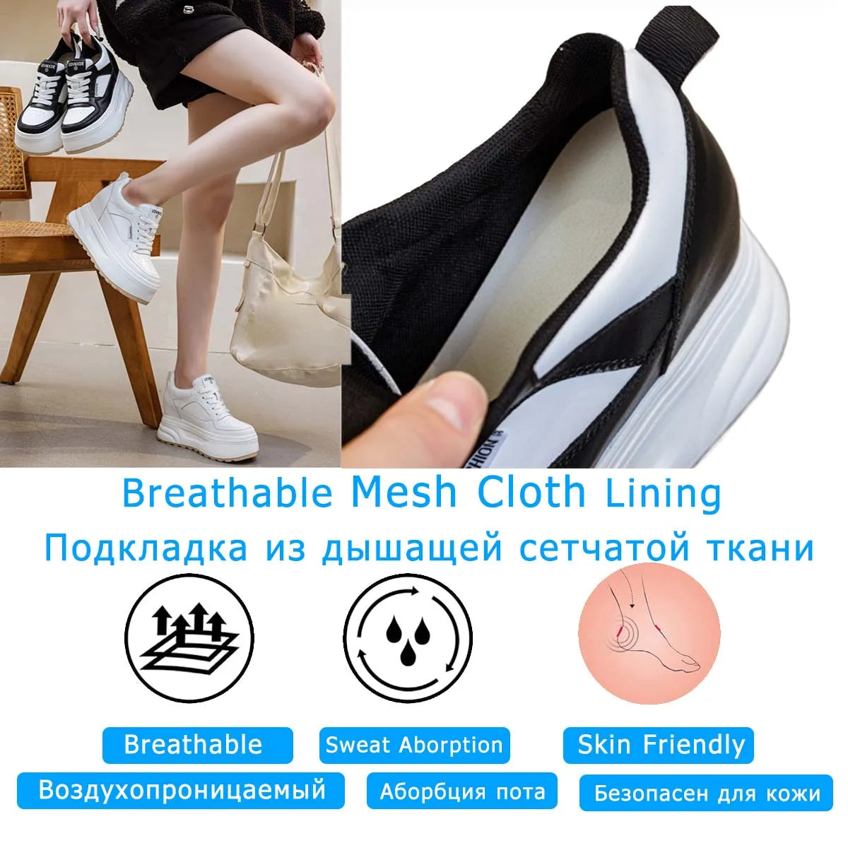 Fujin 10cm Genuine Leather Shoes Platform Wedge Sneakers Women Boots Ankle Booties Hidden Heels Spring Vulcanize Autumn Fashion