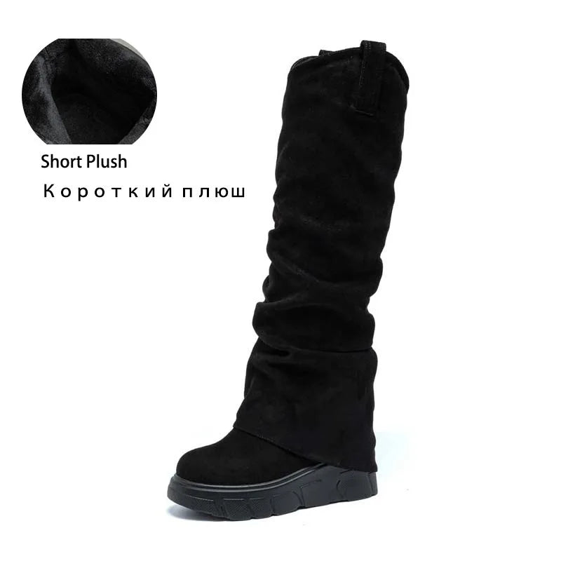 fujin 10cm heel knee high boots for women platform boots ankle spring autumn winter wedge comfy comfortable boots Ankle Booties