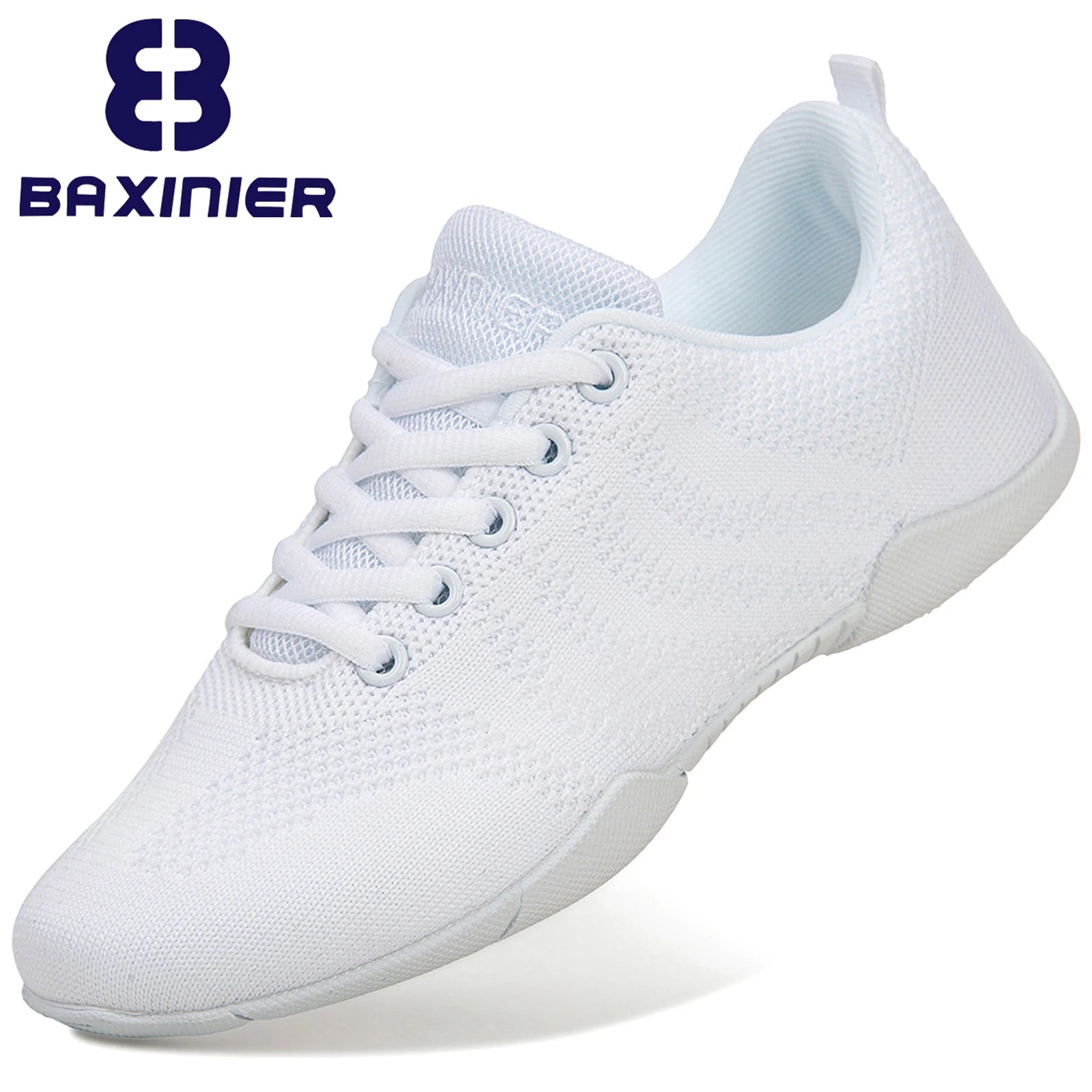 BAXINIER Girls White Cheer Shoes Trainers Breathable Training Dance Tennis Shoes Lightweight Youth Cheer Competition Sneakers