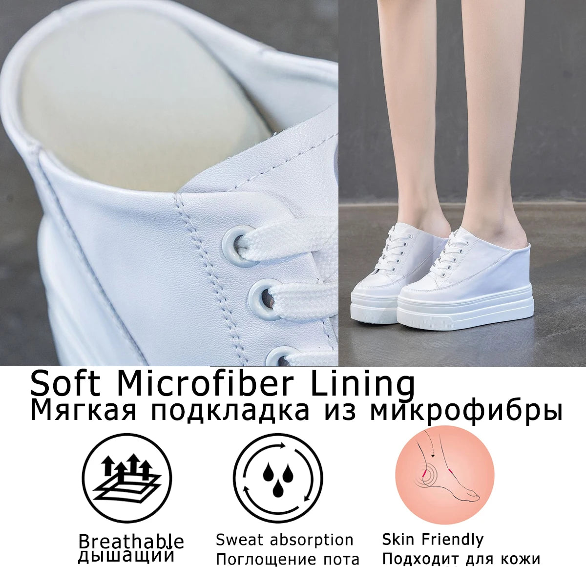 Fujin 11cm Platform Wedge Women Shoes Mules Genuine Leather Hidden Heel Women Summer Shoes Slides Sandals Slippers Spring Autumn