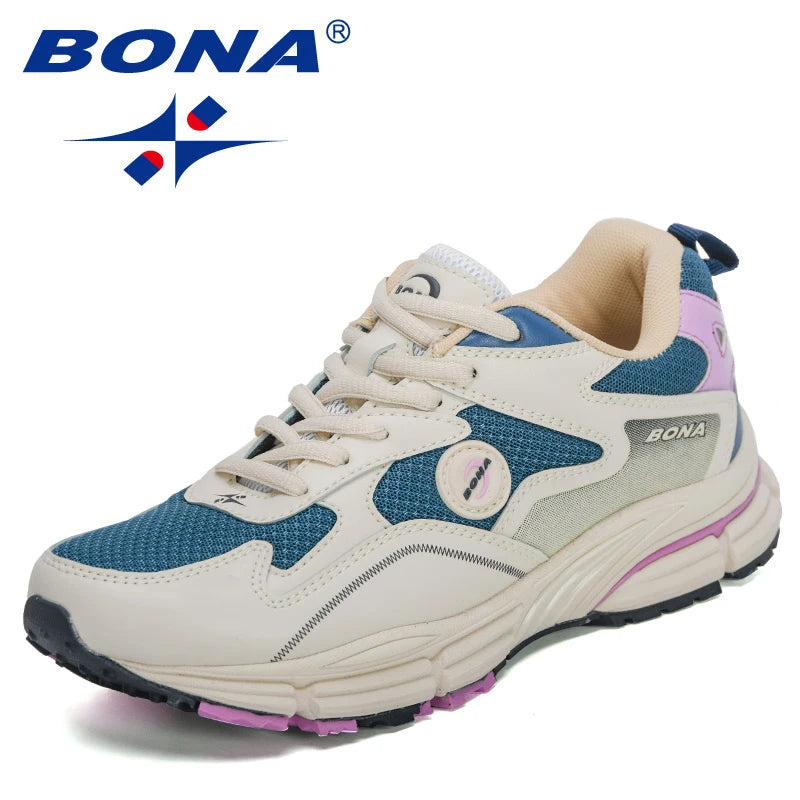 BONA  New Designers Running Shoes Lightweight Breathable Sneakers Women Jogging Walking Athletic Training Footwear Feminimo