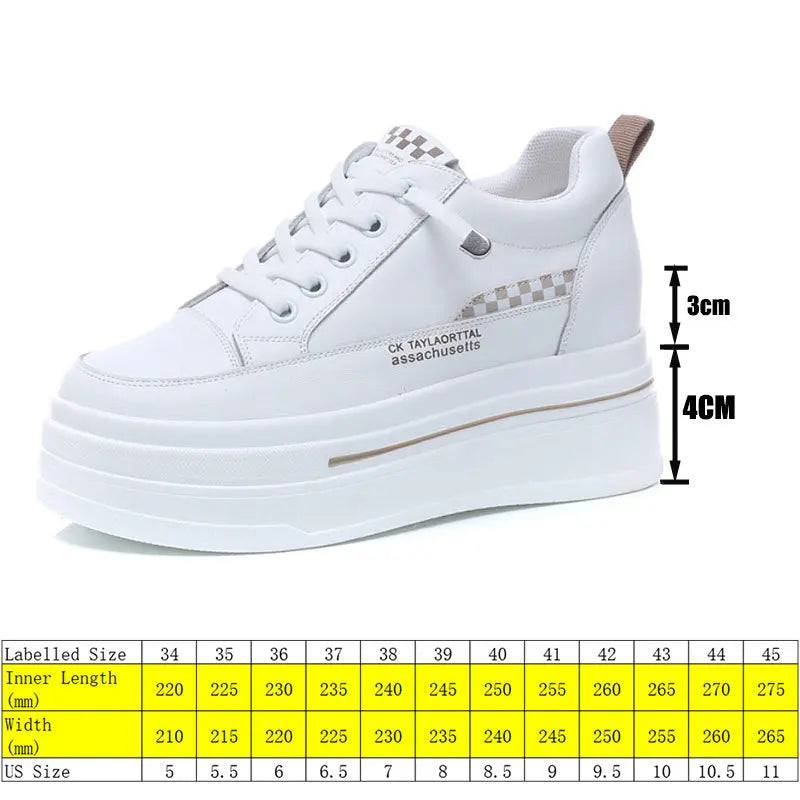 Fujin 7cm Natural Cow Genuine Leather New High Brand Comfy Casual Shoes Ladies Vulcanize Women Platform Chunky Sneakers Autumn