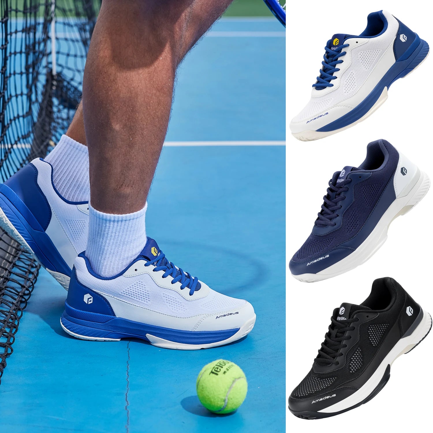 FitVille Men'S Tennis Shoes Wide Version 2E Professional Training Sports Shoes Breathable Non-Slip Rackets With Arch Support
