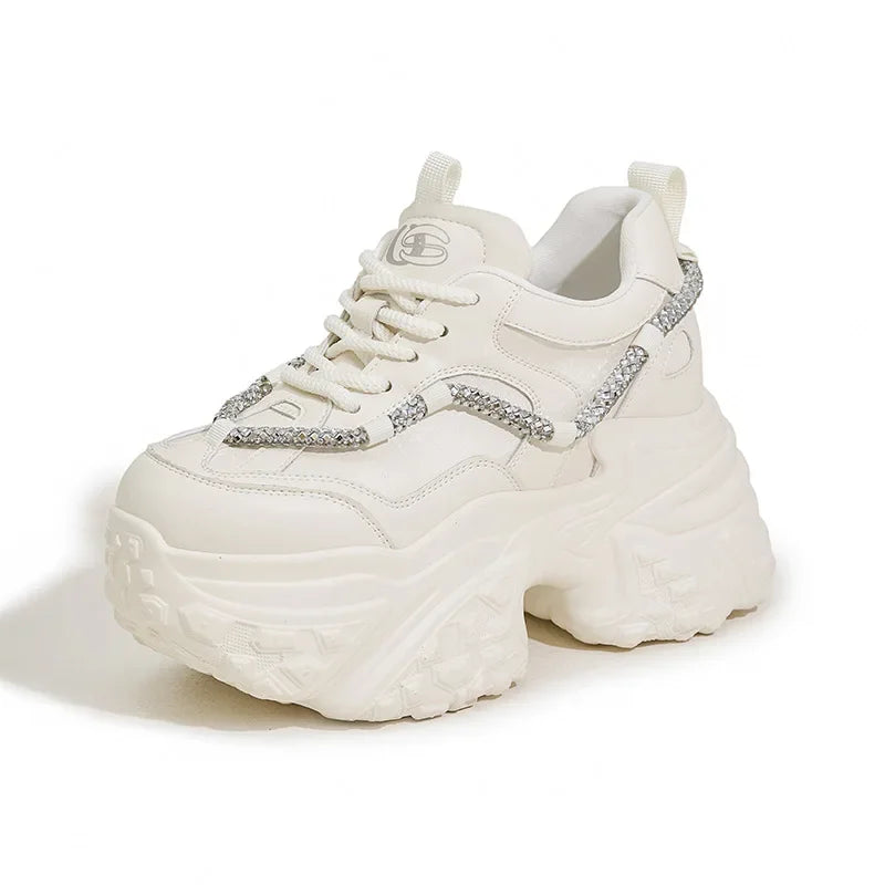 Fujin 10cm Microfiber Leather Women Casual Spring Autumn Thick Platform Wedge Women Fashion Sneakers Chunky Shoes Skateboard