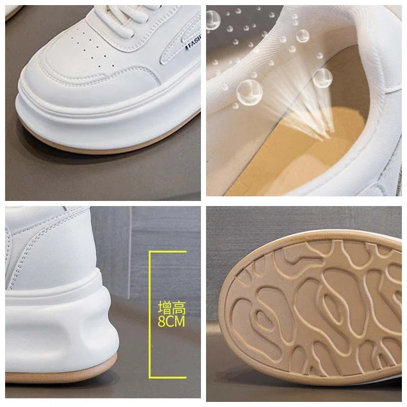 Fujin 8cm New Platform Wedge Sneakers Air Mesh Summer Sandals Shoes Women Shoes Spring Autumn Genuine Leather Vulcanize Footwear