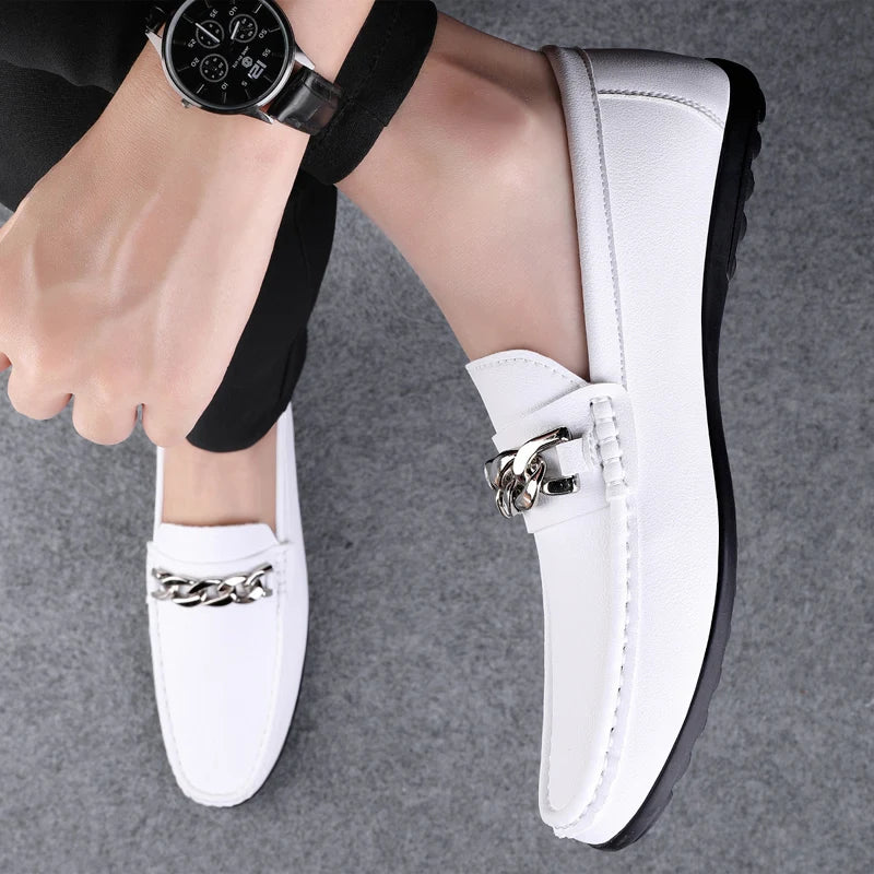 STRONGSHEN Leather Loafers Men Design Moccasins Driving Shoes Fashion Slip On Casual Non-Slip Male Footwear Handmade Boat Shoes