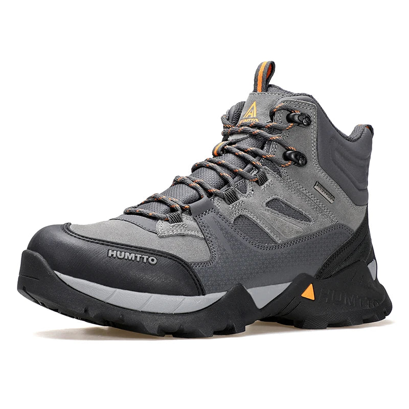 HUMTTO Shoes for Men Genuine Leather Hiking Men's Sports Shoes Non-slip Winter Outdoor Safety Sneakers Breathable Trekking Boots