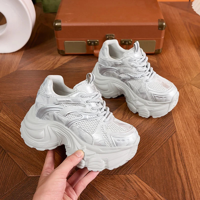 AUTUSPIN Retro Thick Bottom Shoes for Women 2025 Winter Street Popular Ins Hot Platform Sneakers Casual Shoes Woman Size 39