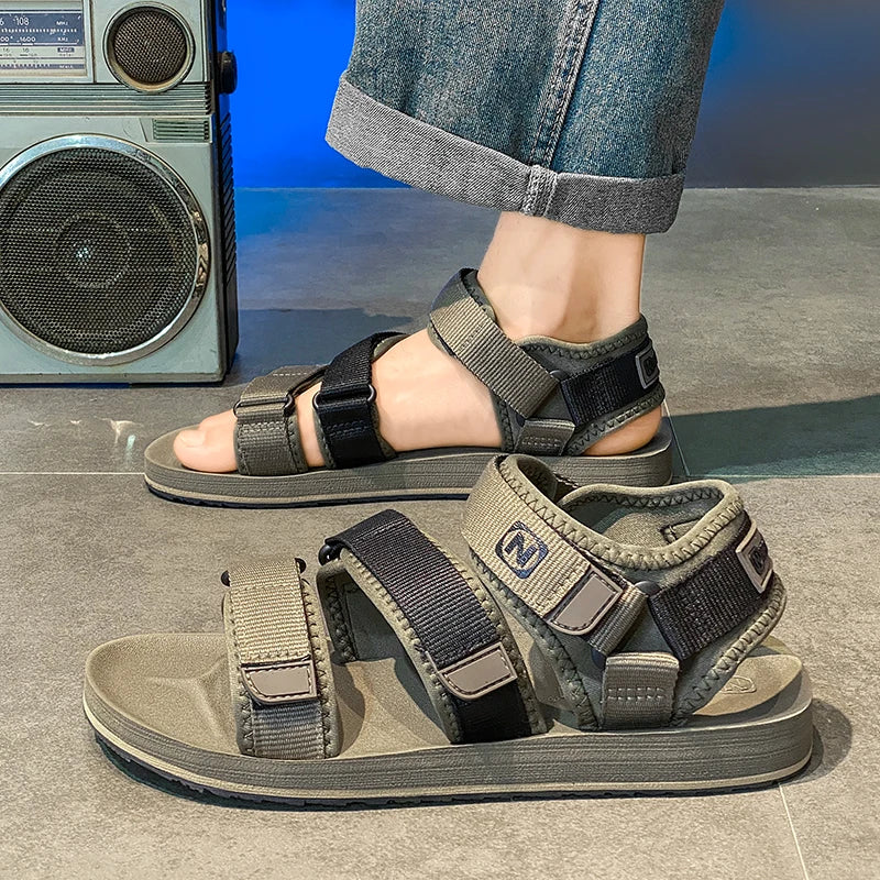 Mens Flat Gladiator Sandals Open Shoes Rome Shoes Summer Casual Sandal Adjustable Breathable Lightweight Plus Big Size 50 51 52