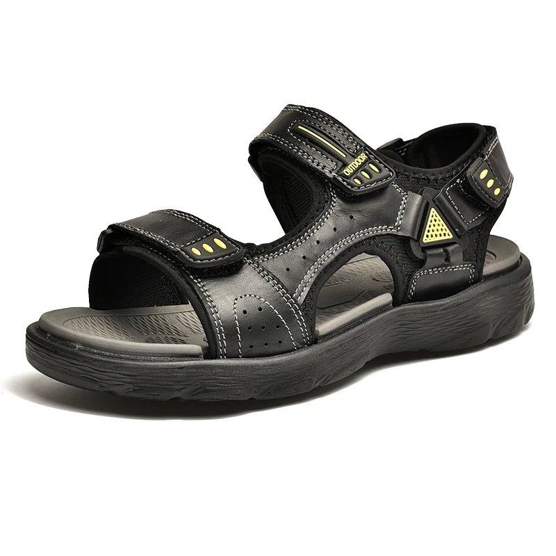 New Summer Men Genuine Leather Sandals Classic Casual Shoes Men Outdoor Beach Sandals Roman Summer Men's Water Shoes Size 38-46