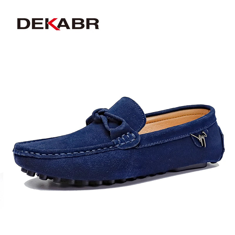 DEKABR Men Cow Suede Shoes Minimalist Bow Designer Fashion Ultra Light Breathable Quality Slip On Non-Slip Loafers Size 38-47